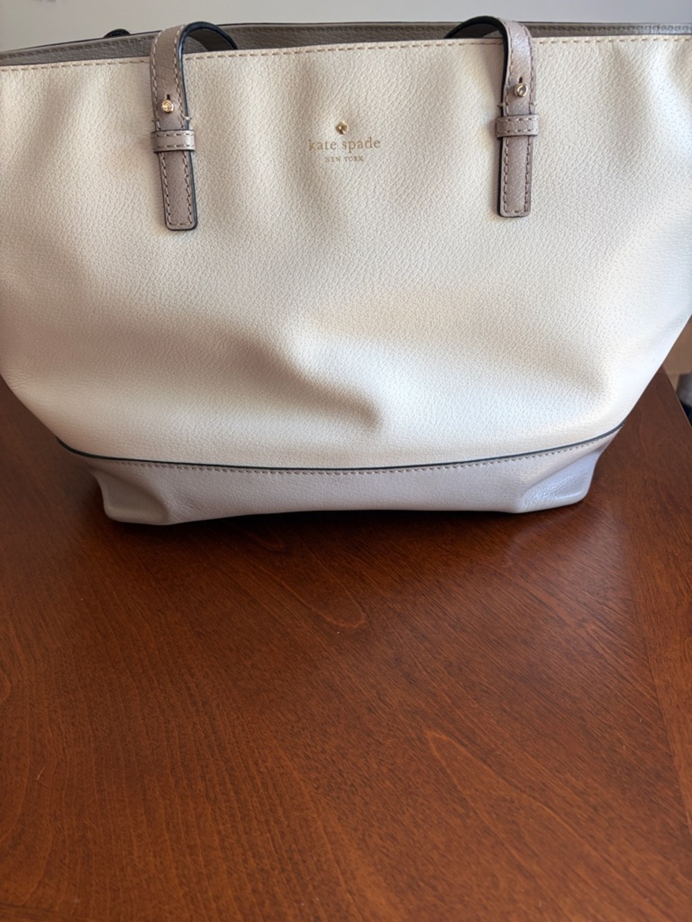 kate spade Cream and Taupe Leather Tote